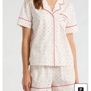 Nordstrom Cream Pajama Pants with Heart Pattern